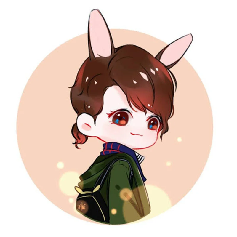 Ảnh đại diện chibi cô bé tóc nâu đội tai thỏ mặc trang phục tối màu
