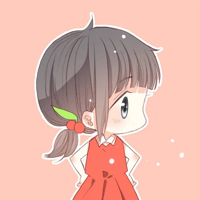 Ảnh đại diện anime chibi cô gái tóc nâu buộc đuôi ngựa trên nền hồng đào