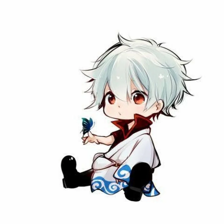 Ảnh đại diện chàng trai anime tóc trắng cầm nhành hoa