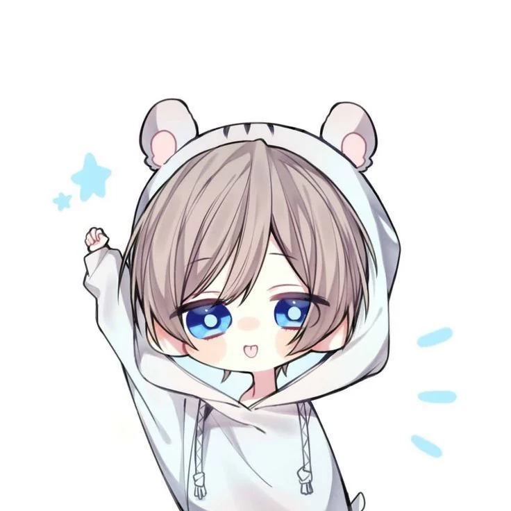 Ảnh đại diện cô bé anime tóc bạc mặc áo hoodie tai gấu