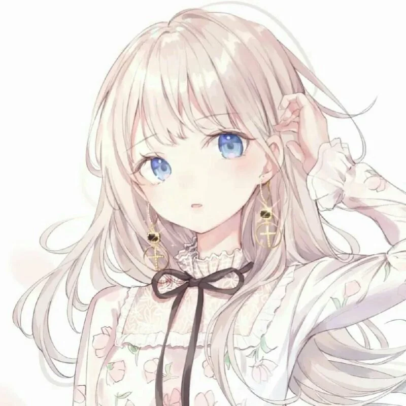 Ảnh đại diện anime cô gái tóc dài xinh xắn với đôi mắt xanh
