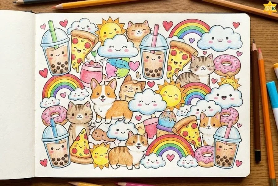 Vẽ doodle cute đơn giản: 4 Bước sáng tạo cho người mới