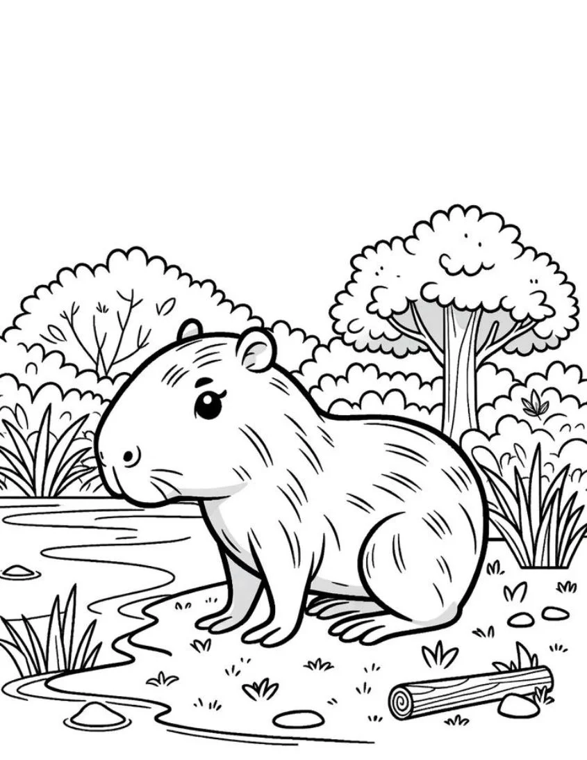 100+ tranh tô màu capybara cute, chibi dễ thương nét đẹp cho bé