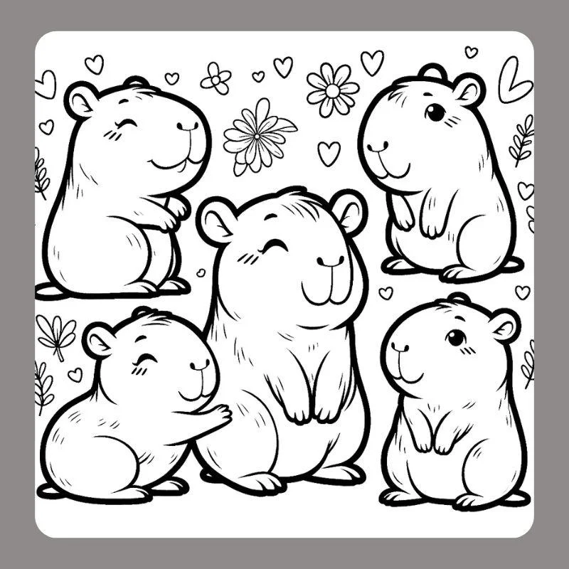 29+ Tranh Tô Màu Capybara Dễ Thương Rõ Nét Cho Bé (2)