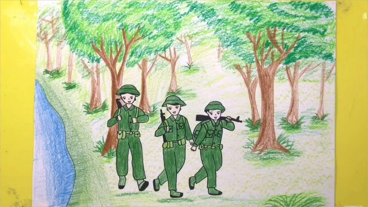 Cách vẽ tranh chú bộ đội đơn giản