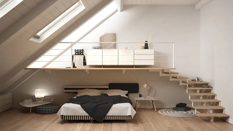 Nhà gác lửng mái lệch 1