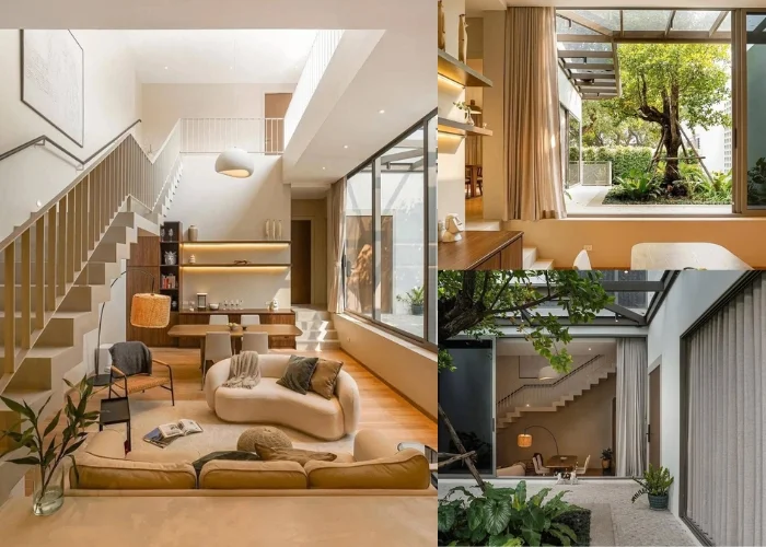 Nhà gác lửng hiện đại kết hợp cây xanh