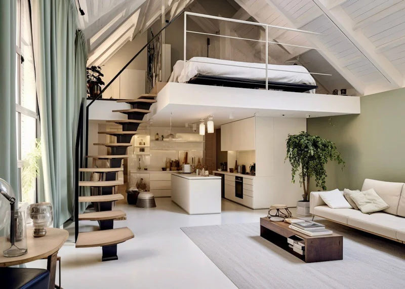 Nhà gác lửng mái lệch