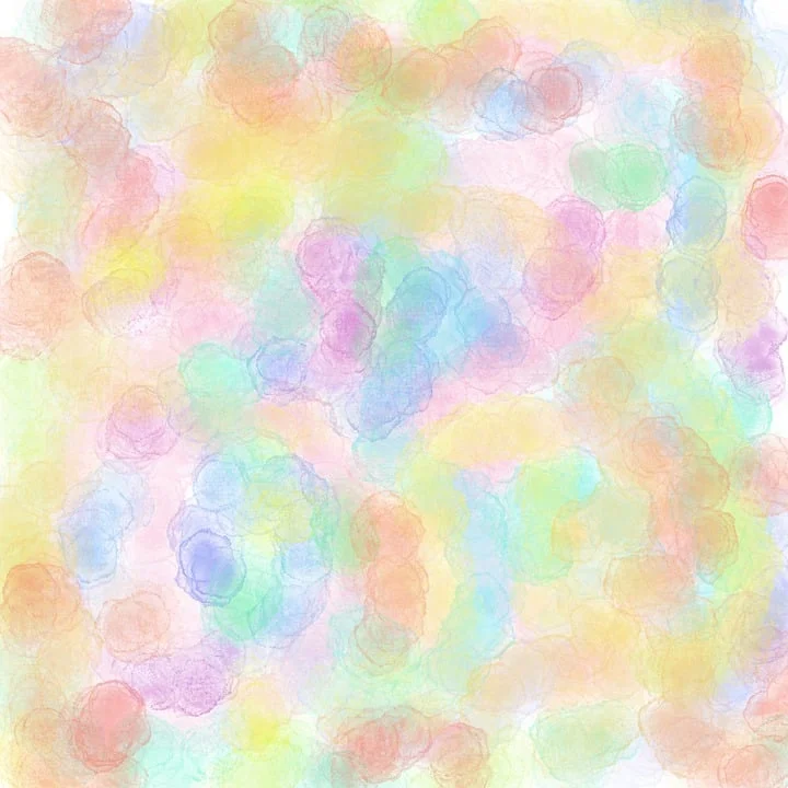 Nền điện thoại màu nước pastel trừu tượng với các vòng tròn hồng, xanh, vàng và tím mềm mại