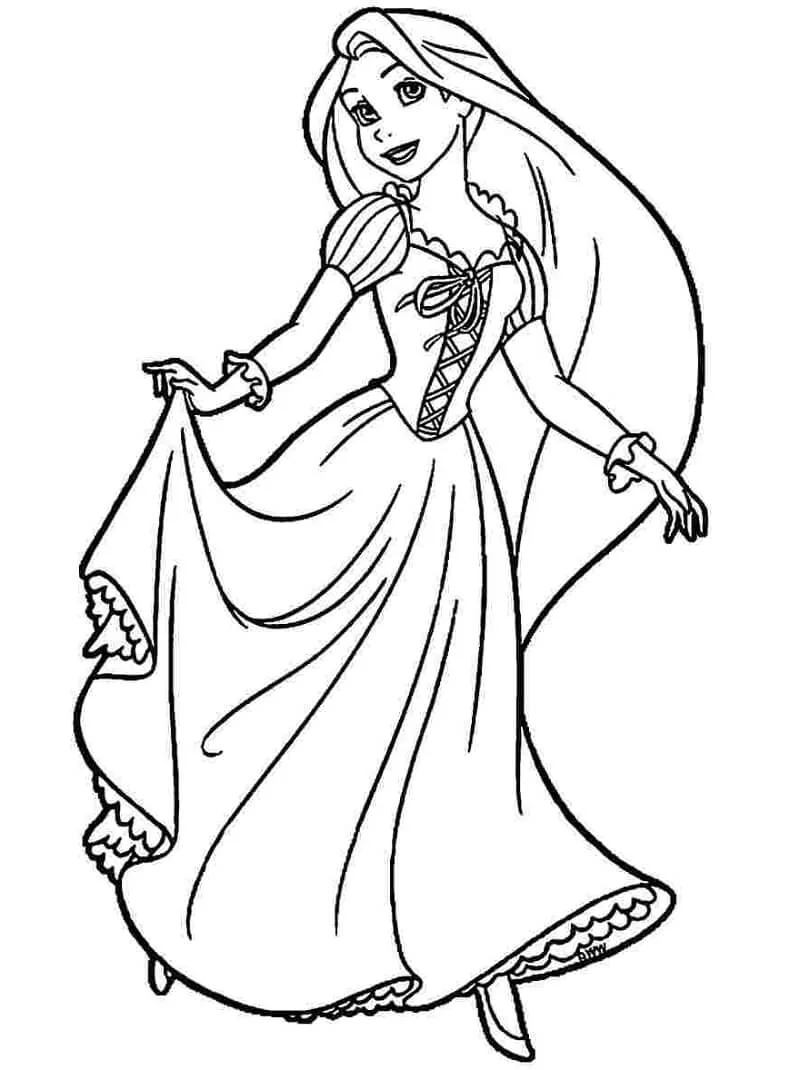 Tô màu Công Chúa Rapunzel Dịu Dàng - Trang Tô Màu Cho Bé
