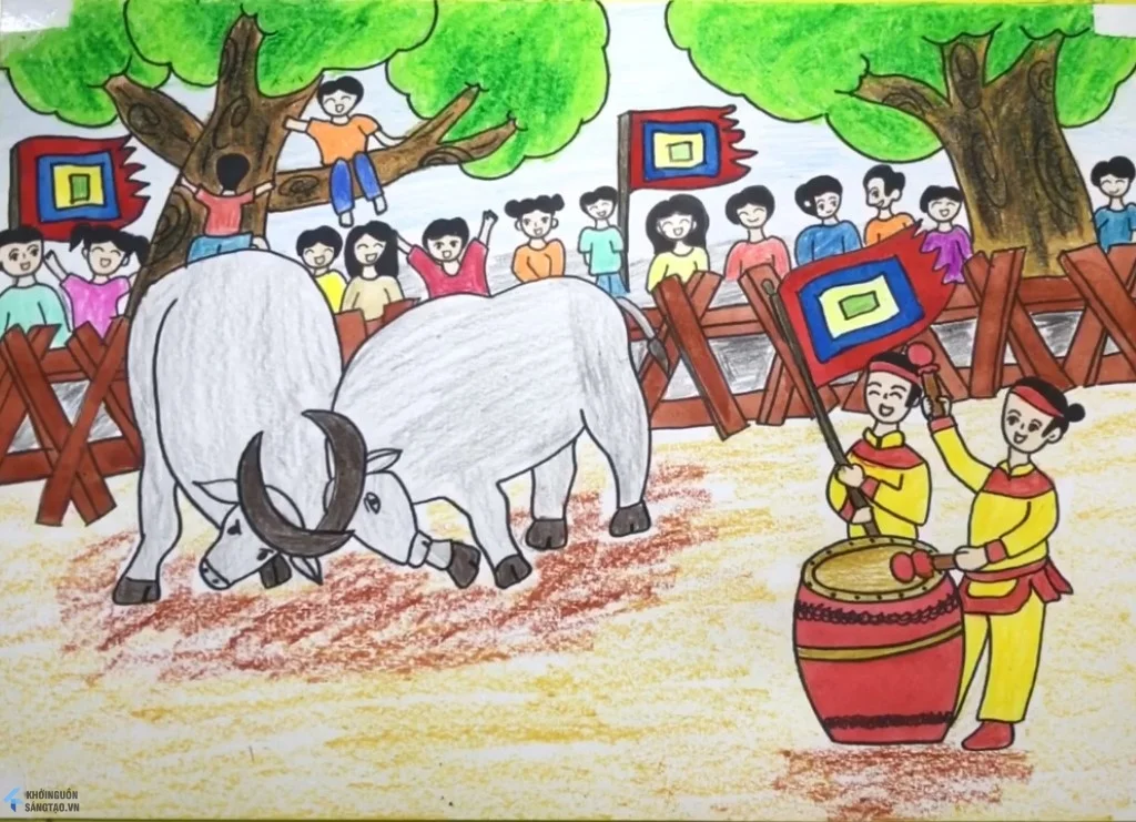 Vẽ Tranh Lễ Hội Không Khí Tưng Bừng, Nhộn Nhịp Cực Đẹp (2)