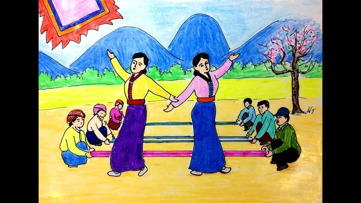 Mẫu vẽ tranh Vẽ tranh lễ hội quê em lớp 6 đầy tài năng và sáng tạo