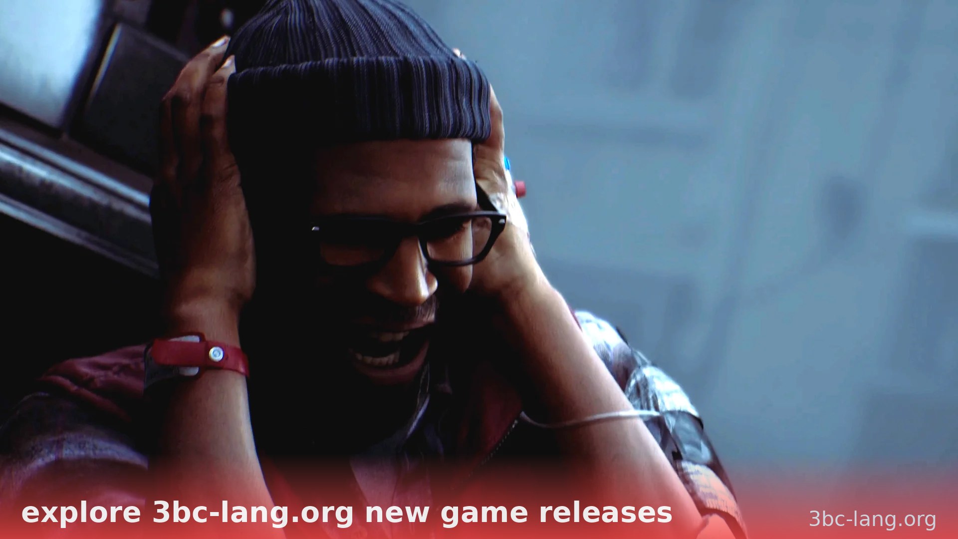 Young man with headphones looking distressed in narrative game - explore 3bc-lang.org new game releases