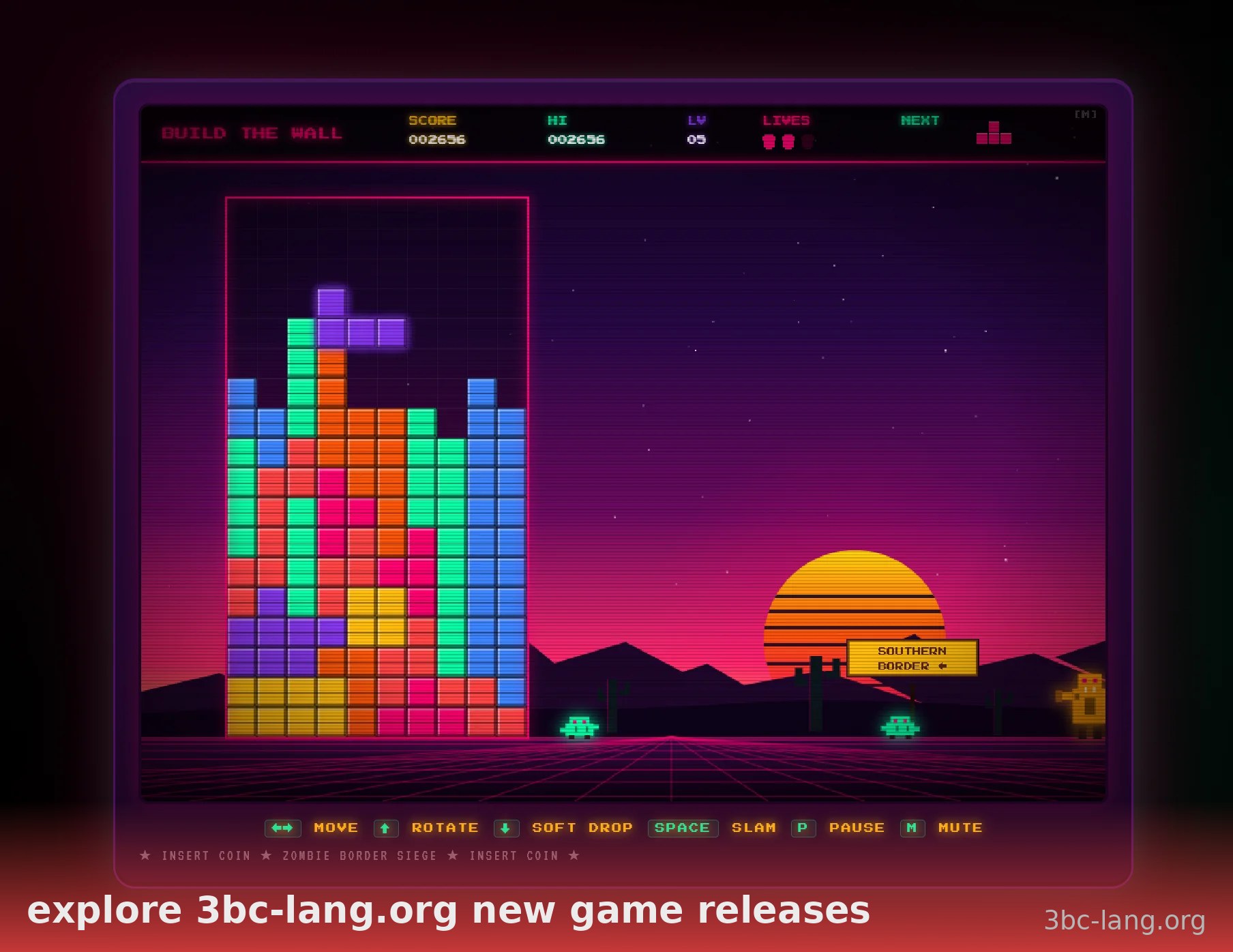 Game xếp khối retro đồ họa neon hoàng hôn - bản phát hành game mới trên 3bc-lang.org