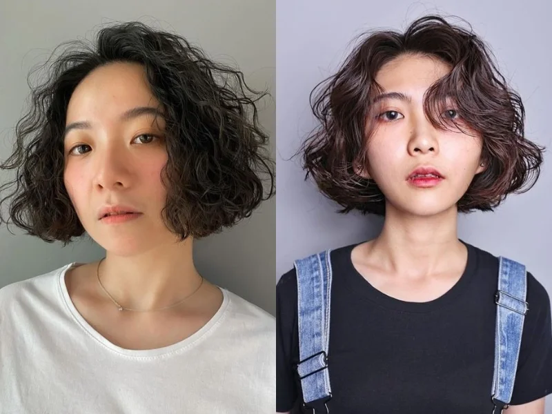 Tóc lob uốn xoăn hippie