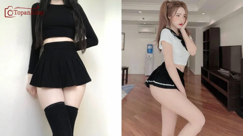 ảnh gái xinh Tiktok mặc váy ngắn