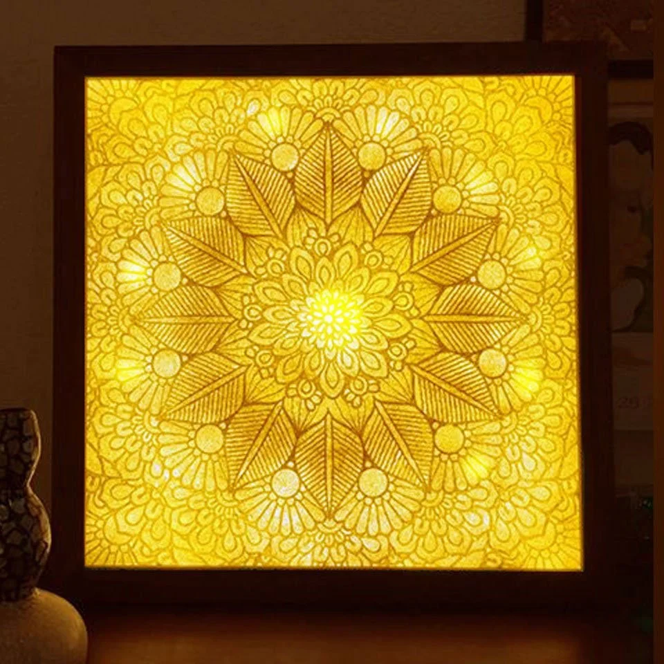 Tranh trúc chỉ hoa sen cách điệu hình mandala